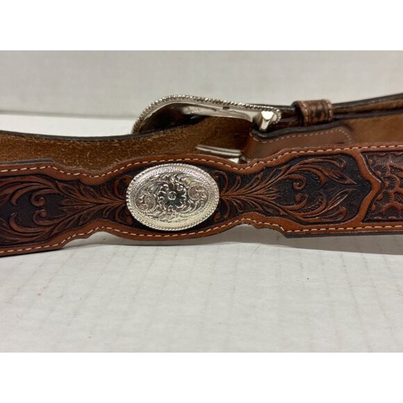 Tony Lama Mens tooled leather filigreed belt size 40 - Picture 4 of 7